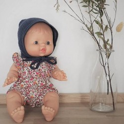 Baby girl doll : red liberty romper & baby hat